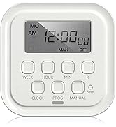 HBN 7 Day Heavy Duty Digital Timer, Dual Outlet, On/Off Programs 3-Prong Programmable Timer, Indo...