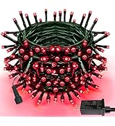 Upgraded 75.8 FT 200 LED Red Christmas Lights Outdoor Indoor, Memory Function &amp; Timer &amp; 8 Modes, ...