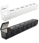 2 Pack Weekly Pill Organizer, Large 7 Day Pill Case, Daily Vitamin Case Medicine Box, AM/PM Pill ...