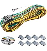 HayEastdor 23ft Trailer Light Wiring Harness Kit 4 Pin Flat 4 Wire with 18 Gauge White Ground Wir...