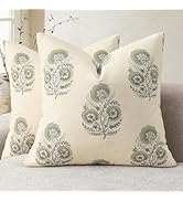YCOLL Vintage Floral Print Pillow Covers 18x18 Set of 2 Patterned Accent Decorative Cushion Cover...