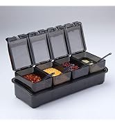 [ New Version ]Elegant Black Seasoning Box,V·RESOURCING 4 Pieces Seasoning Storage Container Crue...
