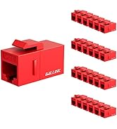 Iwillink RJ45 Cat6 Keystone Jack 25-Pack - Female to Female UTP Insert, Ethernet Coupler, Red