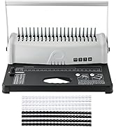 AMGSH Comb Binding Machine, Book Binding,21-Holes 450 Sheets, Comb Binder Machine with Starter Ki...