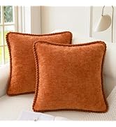 CaliTime Fall Decorative Couch Throw Pillow Covers 18 X 18 Inches Pack of 2 Cozy Chenille Piping ...