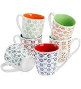 Frcctre 6 Pack Ceramic Coffee Mugs Set, 17 Ounce Large Porcelain Coffee Cups Tea Cups Drinking Cu...