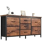 DUMOS TV Stand 7 Drawer Dresser for Bedroom with Storage TV Stands for Living Room Grey, Farmhous...