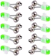 10 PCS Silver Fishing Rod Bells Double Bell 1.89 Inch Green Galvanized Fish Bite Alarm Portable R...