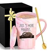 Personalized Ceramic Coffee Mug with Lid Tea Cup Women White Gifts Adult Christmas Gag Funny Usef...