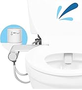 GenieBidet Rear &amp; Feminine Ultra Thin Bidet Attachment for Toilet with Self Cleaning Dual Nozzles...