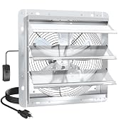 ZMRTDWO 14 Inch Shutter Exhaust Fan, High-Speed 2000CFM Low Noise Attic Fan, Automatic Shutter, V...