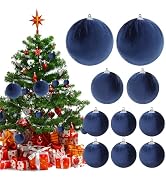ZningEsxi 10pcs Velvet Christmas Ornaments Ball Handmade Fabric Xmas Hanging Balls Mixed Size Lig...