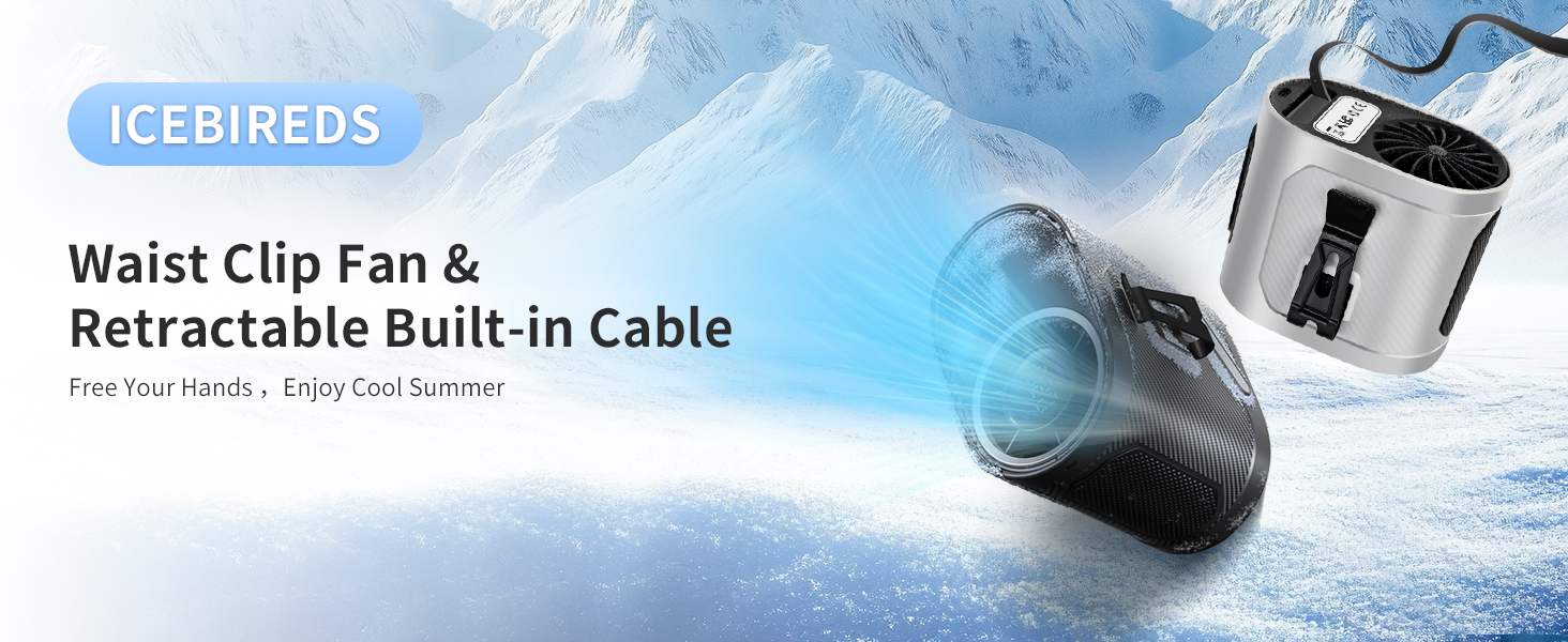 ICEBIRDS waist clip fan &amp;amp; Retractable build-in cable