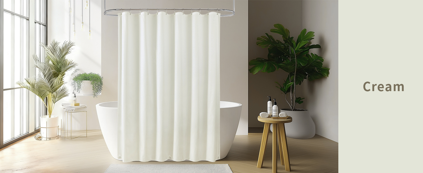 cream fabric shower curtain liner