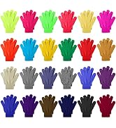 Cooraby 24 Pairs Kids Gloves Winter Magic Gloves Warm Knitted Stretchy Full Fingers Gloves