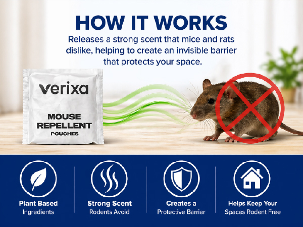 Verixa Mouse Repellent Pouches 10 Pack, Natural Peppermint Cinnamon Oil Rodent Deterrent Indoor 