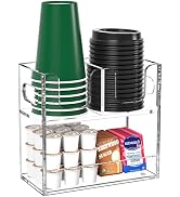 KEENWEGO Disposable Coffee Cup Dispenser with Handles, 2-Tier 3 Compartments Clear Acrylic Paper ...