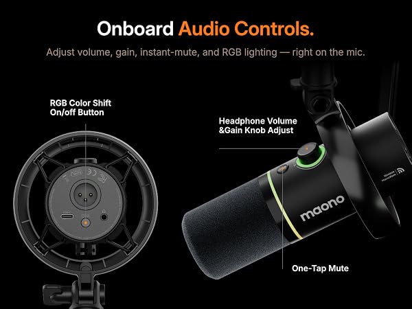 MAONO Wireless Dynamic Microphone for PC, XLR/USB Podcast Mic for Vocal Recording(PD200WT)