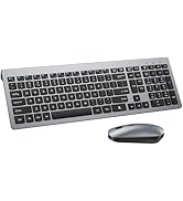 Wireless Keyboard and Mouse Combo - Ultra-Slim Design Full Size Quiet Keyboard with 3 DPI Adjusta...