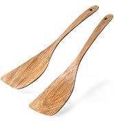 Hefild 2Pcs Curved Wooden Spatula for Cooking, 12.5inch Wood Turner for Frying, Non-Scratch Wood ...