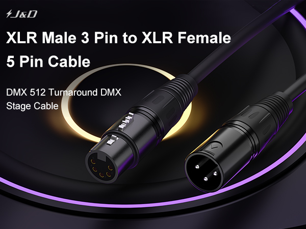 xlr cables,xlr cable,xlr,XLR Male 3 Pin to XLR Female 5 Pin Cable,DMX 512 Turnaround DMX Stage Cable