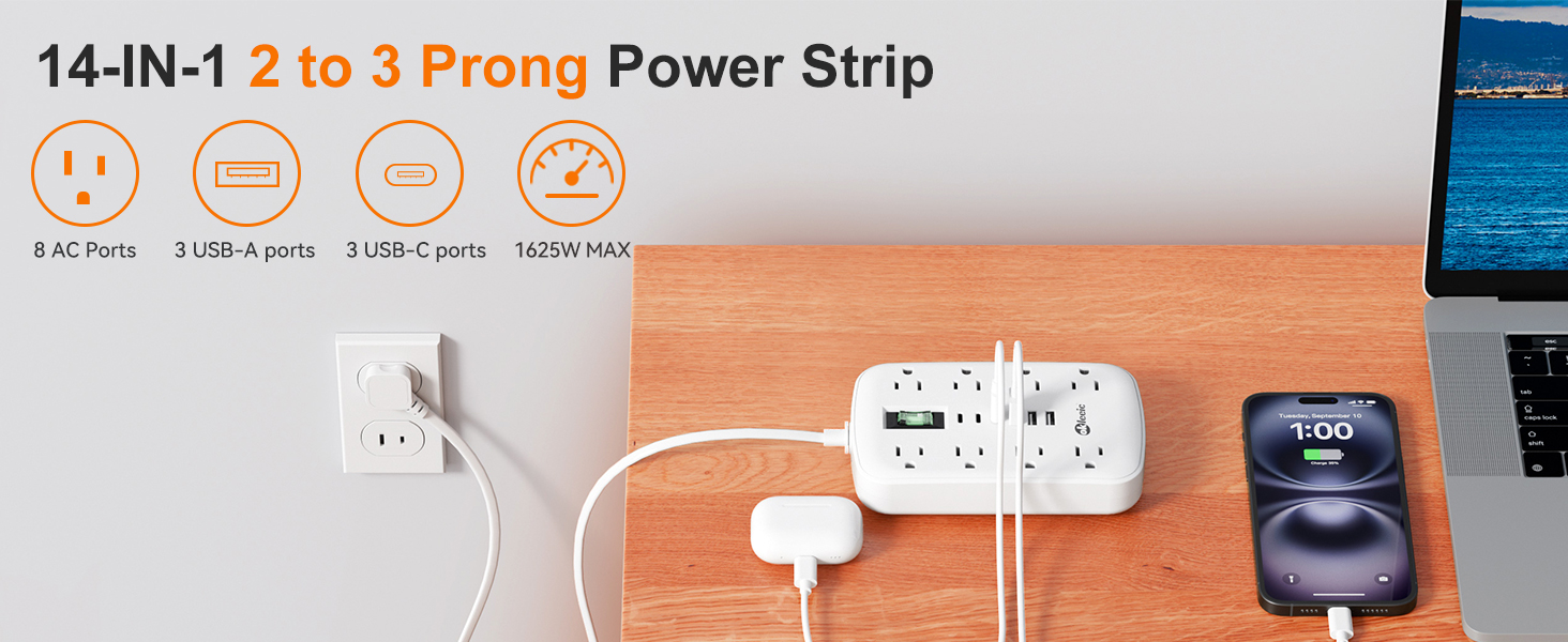 2 prong to 3 prong outlet adapter