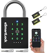 eLinkSmart Heavy Duty Smart Padlock with Key, Pad Lock with Code Keypad, Weatherproof Bluetooth R...