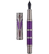 Hongdian D5X Fountain Pen Purple Color Fine Nib, Qin Dynasty Retro Chinese Totem Engraving Smooth...