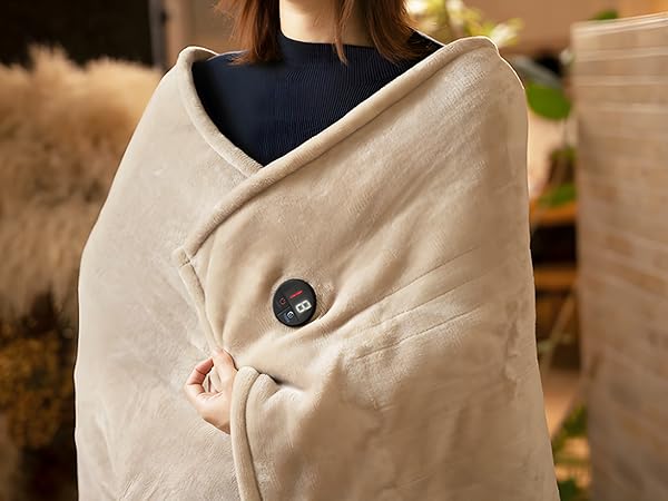 Built-in Button Heated Throw