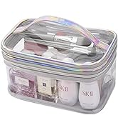 Lermende Clear Makeup Bag,2 Layer Clear Makeup Case,Coquette Glossier Bag Clear Zipper Bag for Tr...