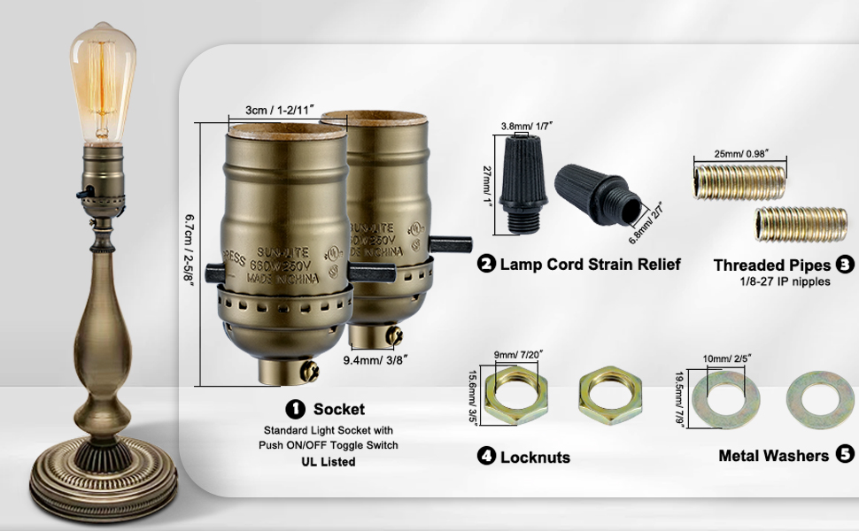 pushable on/off Switch Lamp Holder