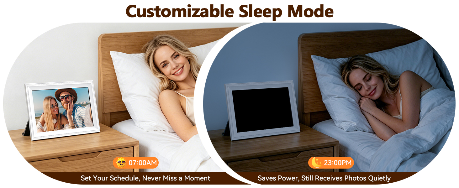 Digital electronic photo frame with customizable sleep mode