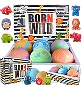 Bath Bombs for Kids with Toys Inside - Organic Bubble Bath Fizzies with Jungle Animal Toys. Gentl...