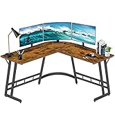 Lufeiya L Shaped Desk Rustic Corner Computer L-Shaped Table for Small Space Home Office Student S...