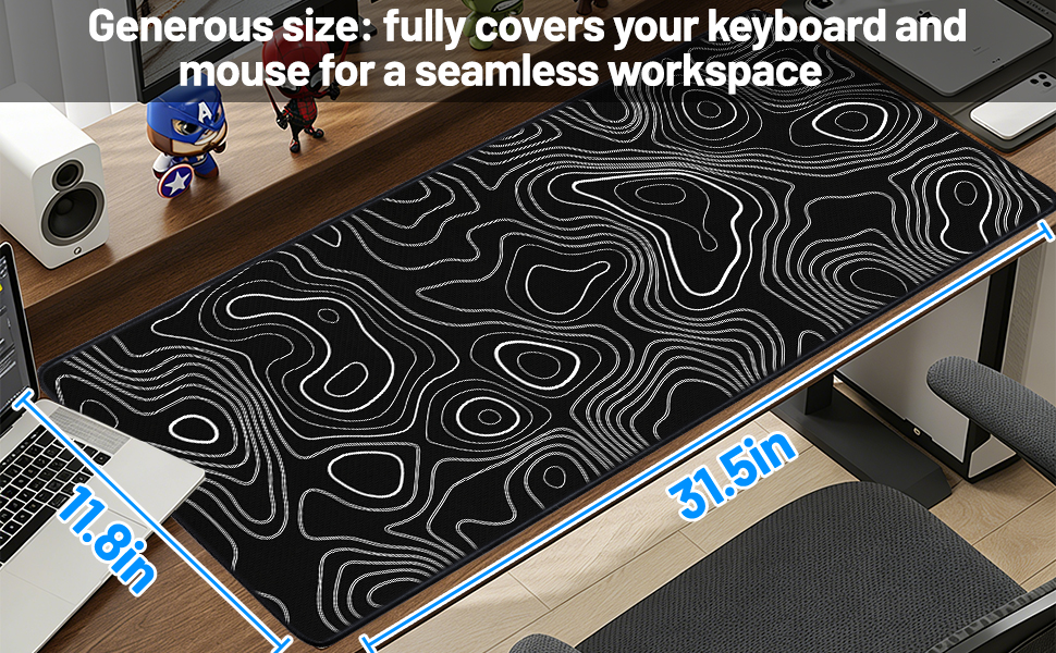 Large-size design, easily accommodates mouse and keyboard