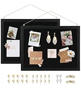 AMUSIGHT 2-Pack Double-sided Black Cork Board with Linen, 16" x 12" Hanging Wood Framed Small Bul...