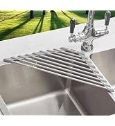 Triangle Dish Drying Rack for Sink Corner Roll Up Dish Drying Rack Folding Stainless Steel Multip...