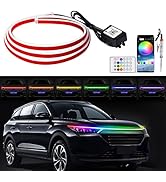 Exterior Car LED Hood Light Strip,RGB Multicolor Dynamic Scan Start Up Hoodbeam Kit with App &amp; Re...