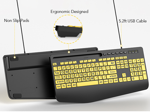 compuer keyboard Wired connectivity Waterproof design Ergonomic design