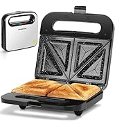 Aigostar Sandwich Maker with Super Nonstick Ceramic Plates, Panini Press Sandwich Toaster Breakfa...
