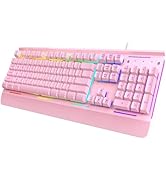 TECKNET Gaming Keyboard, USB Wired Computer Keyboard, 15-Zone RGB Illumination, IP32 Water Resist...