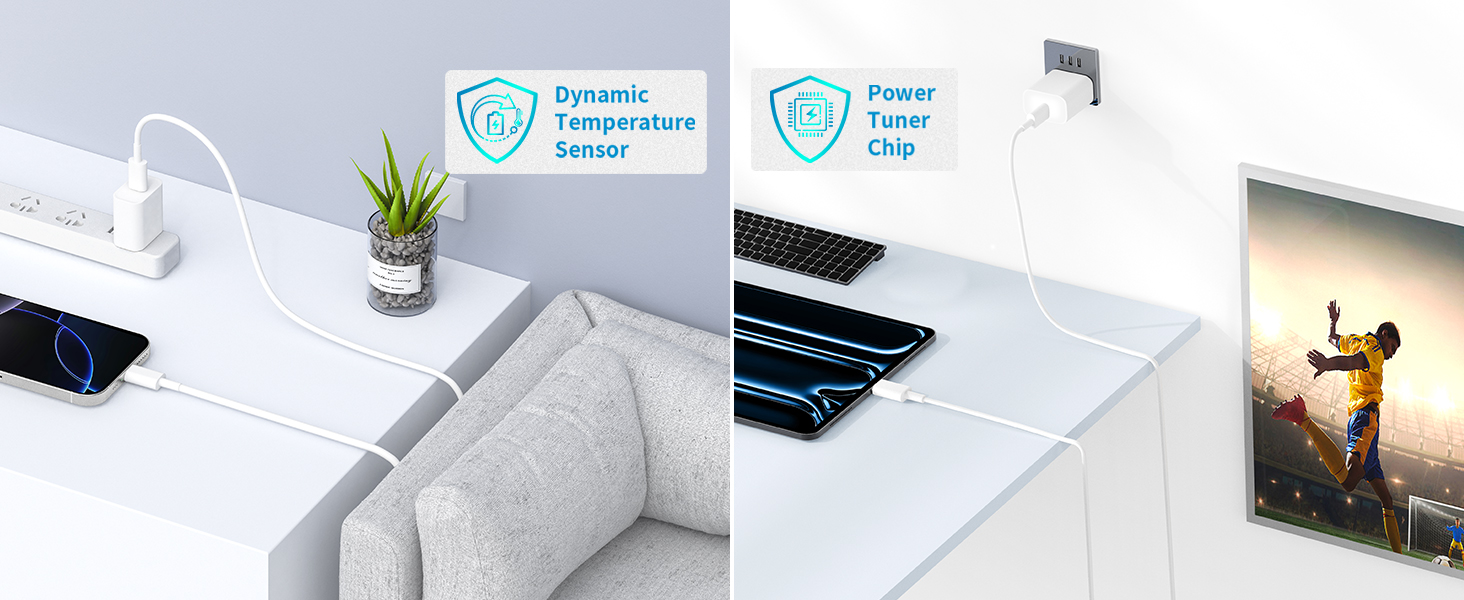 MFi Certified 2Pack PD 20W USB C Chargers Block Type C Wall Charger iPhone 16 Charger Fast Charging