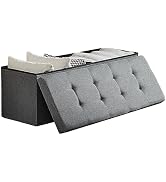 ALASDO Ottoman Storage Ottoman Folding Rectangle Cube Coffee Table Multipurpose Foot Rest Linen F...