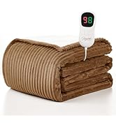 Homemate Heated Blanket Electric Throw - 50"x60" Heating Blanket Throw 1/2/4/6/8 Hours Auto-Off 1...