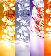 Ariceleo 1 Pack 32.8 Ft. Battery Operated Outdoor String Lights with Remote &amp; Timer, LED Warm Whi...