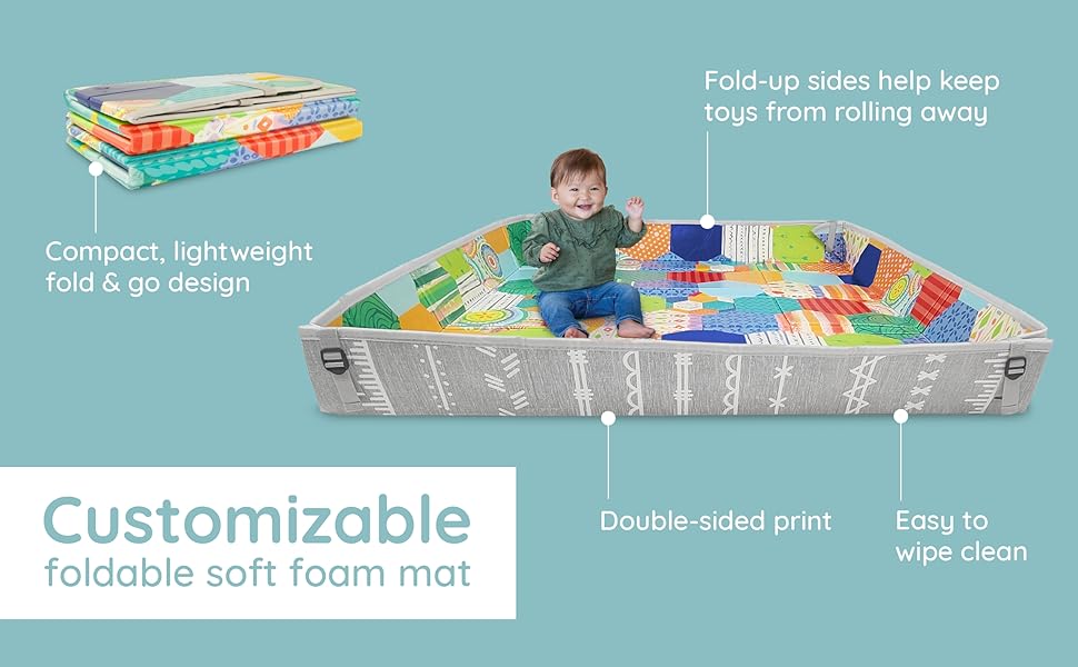Infantino Foldable Soft Foam Mat, baby playmat, sit up play mat, reversible baby mat, easy to wipe