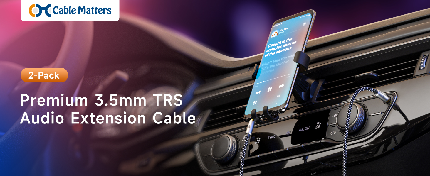 Cable Matters 3.5mm Audio Cable 2-Pack – Male to Male Aux Cord for Car, Phone, and Speakers