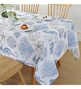 MATIRUG Summer Tablecloths Rectangle 52x70 Inch, Washable Reusable Nautical Table Cloth, Spill Pr...