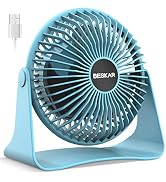 BESKAR USB Small Desk Fan - 6 Inch Portable Fans with 3 Speeds Strong Airflow, Quiet Operation an...