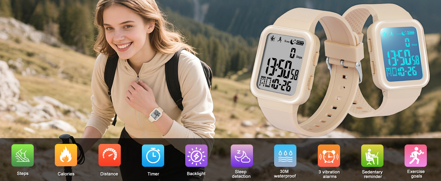 No-App Fitness Tracker Digital Watch